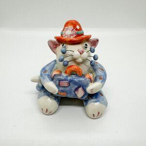 Vtg 2002 Whimsyclay Amy Lacomb Cat Travel Agent Traveler Vacation Hat Jet Set